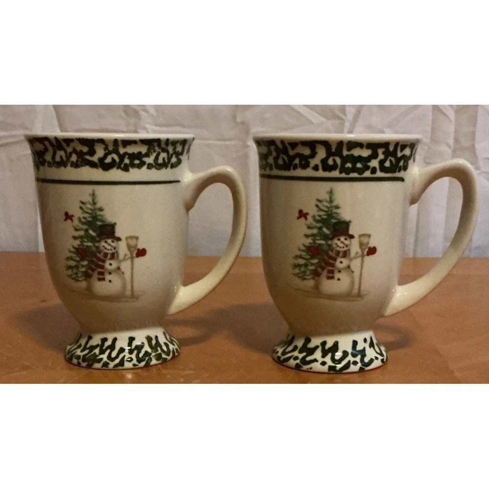 Set Of 2 "We Can Build a Snowman" Stoneware Footed Mug